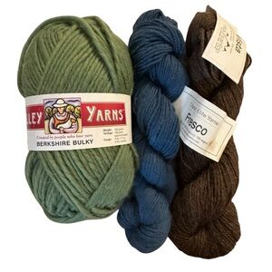 Alpaca Wool Blend 3 Hanks Yarn Classic Elite Valley Yarns Green Teal Brown NWT